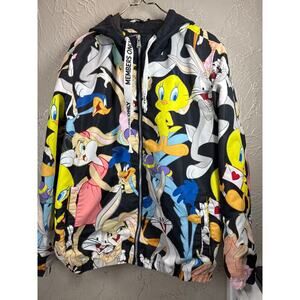 Members Only Looney Tunes-Full Zip Hooded Jacket Bugs Tweety Adult Size Large‎